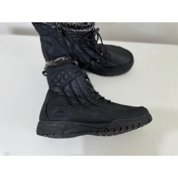 Women's Totes Snow Boot Black Faux Fur Lined 8M - Picture 6 of 8